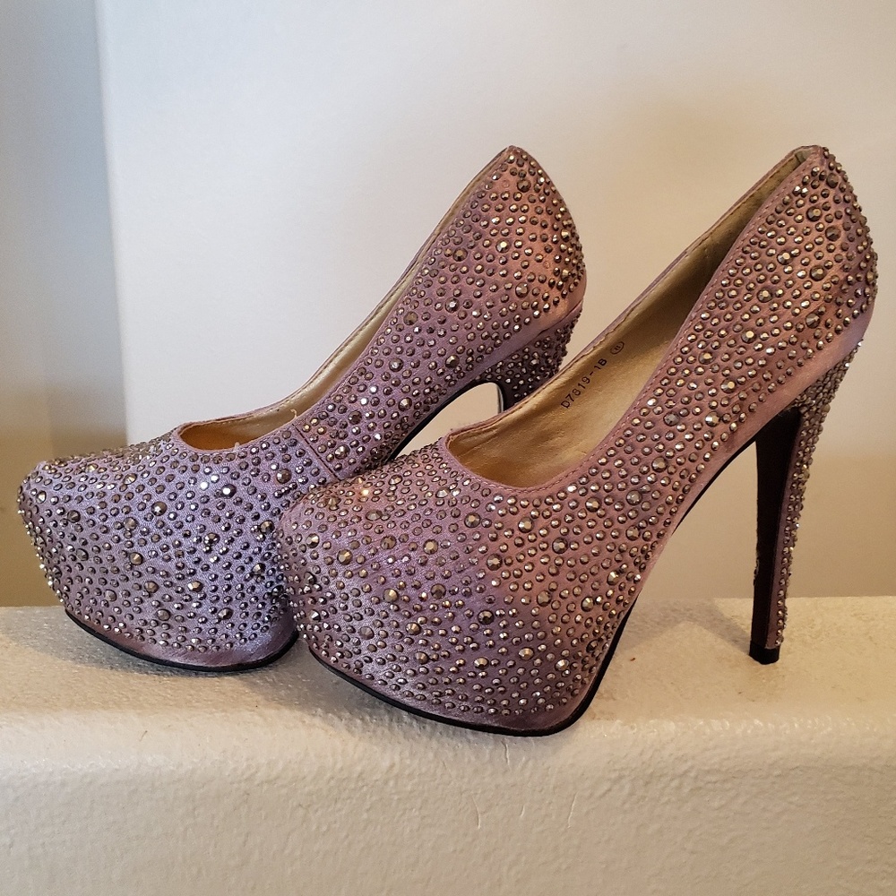 Red kiss platform studded heels 8